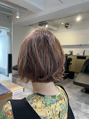 20代30代40代◎くびれヘアボブアプリコットオレンジブラウ