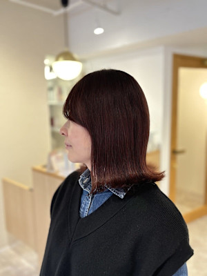 20代30代40代◎似合わせカット小顔レッドブラウン外ハネボ