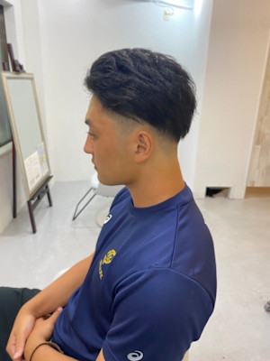 アッシュブラックマッシュパーマダークアッシュフェード