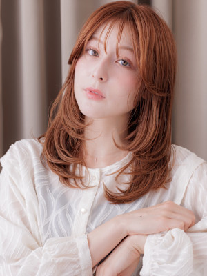 シースルーバングゆるふわレイヤーバタフライカット20代30代