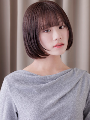 小顔シャギーカット大人ショートヘア黒髪ミニボブ20代30代