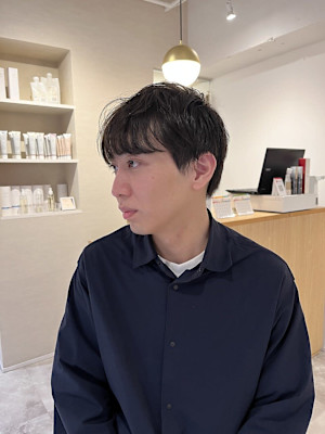 マッシュツーブロックニュアンスパーマ短髪シャドウパーマ