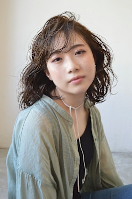 大人可愛い◎20代30代40代前髪パーマ黒髪グレーベージュ