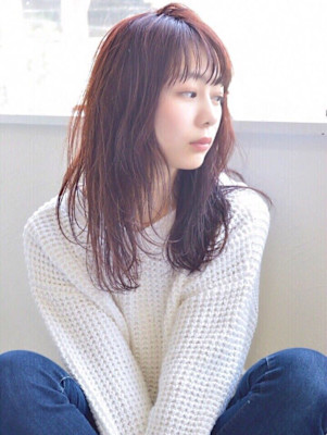 大人可愛い20代30代40代前髪パーマグレーベージュレイヤー