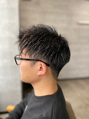 MEN'S HAIR束感ショートアッシュブラックマッシュパー