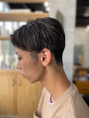 MEN'S HAIR束感ハイライトアッシュブラックマッシュパ