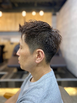 MEN'S HAIR束感ショートアッシュブラックマッシュパー