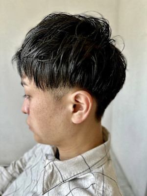 MEN'S HAIR束感波巻きショートマッシュパーマアッシュ