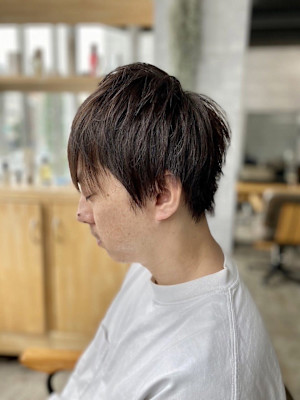 MEN'S HAIR束感ショートアッシュブラックマッシュパー