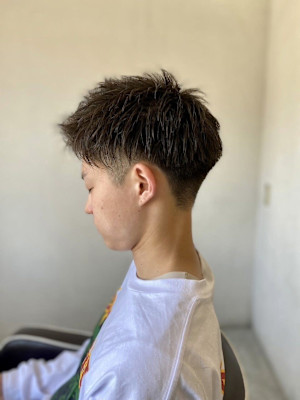 MEN'S HAIR束感波巻きショートマッシュパーマアッシュ