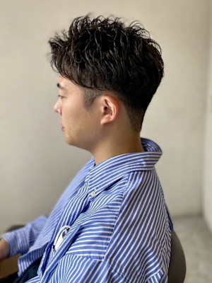 MEN'S HAIR束感アッシュブラックショートマッシュパー