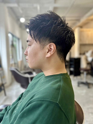 MEN'S HAIR束感アッシュブラックショートマッシュパー