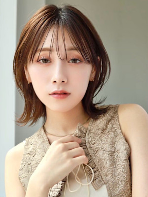 小顔カット20代30代40代大人可愛い顔周りレイヤーボブくび