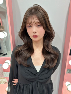 韓国風くびれロング ミルクティーベージュ