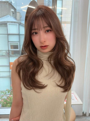 ふんわりウェーブロング ベージュブラウン