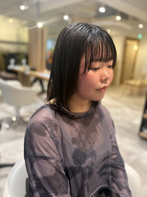 ミディアムヘアレイヤーカット顔まわりレイヤー/四条大宮/烏丸