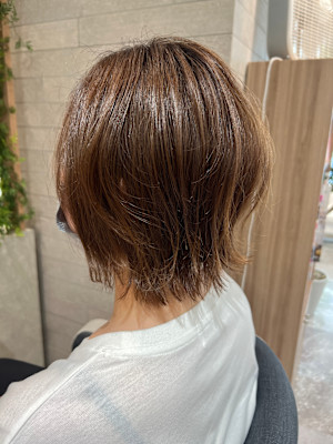 レイヤーくびれボブオレンジブラウン