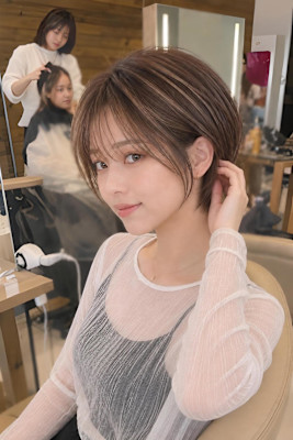 伸びても馴染む白髪ぼかしハイライトのくびれショート