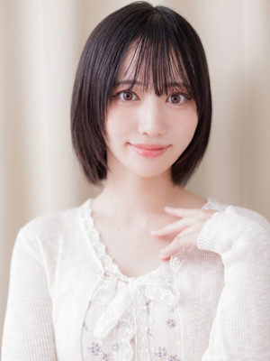 顔周りハッシュカット大人かわいい黒髪レイヤーボブ20代30代