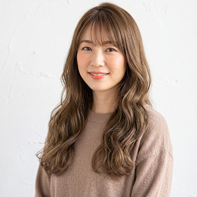 秋の透明感カラー×ワンレングスゆる巻きロング