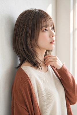 外ハネ×シースルーバングの垢抜けナチュラルボブ