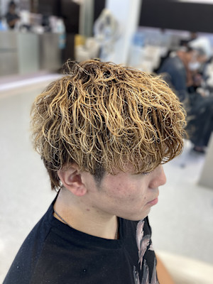 ブリーチラフウェーブメンズパーマ