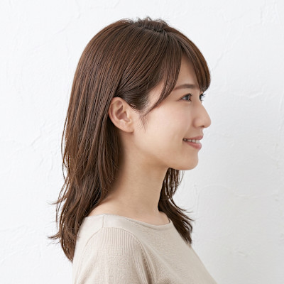 【30代】斜めバングのひし形ナチュラルミディ
