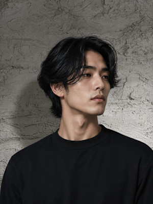船橋・吉kici｜メンズの黒髪ミディアムウルフ