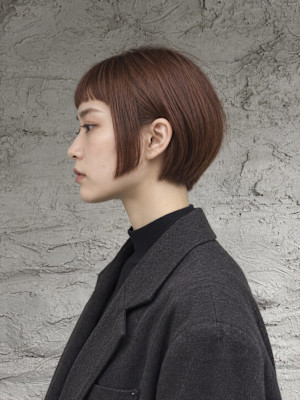 船橋・吉kici｜ショートバングの暖色ミニボブ