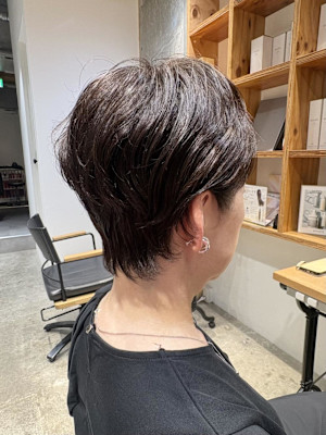 ◇大人40代50代60代ショートボブ丸みショート白髪ぼかし