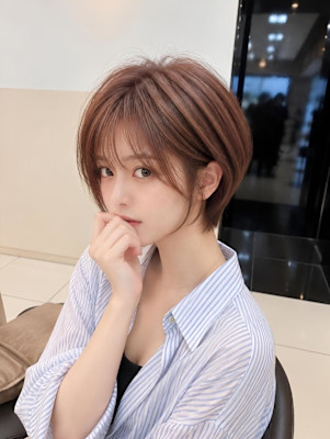 丸みが可愛い耳掛けくびれショート