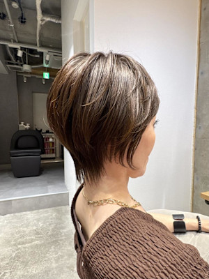◇大人40代50代60代ショートボブ丸みショート白髪ぼかし