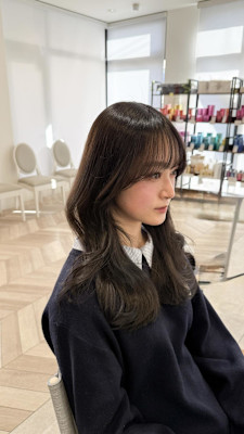 小顔顔まわりレイヤー透明感カラーブルーブラック
