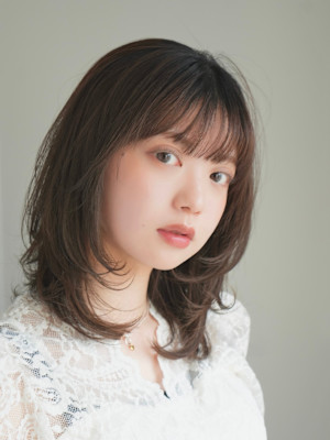 ミディアムレイヤー・ボブ/絶壁解消/20号代/３０代/長め 