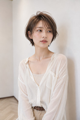 大人可愛いコンパクトボブ×シースルーバング