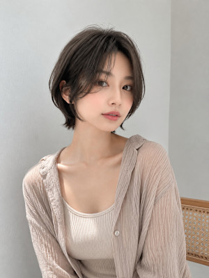 大人クールな顔まわりボブ×センターパート