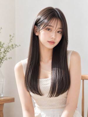 艶髪ストレートロング×顔まわりレイヤー