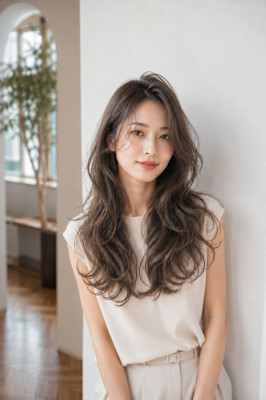 コテ巻き風ゆるふわロング×顔まわりレイヤー