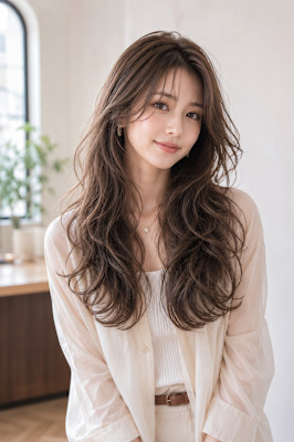 韓国風コテ巻きパーマ×くびれロングレイヤー