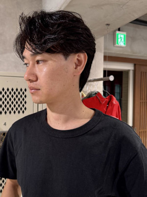 フェザーパーマ毛流れパーマセンターパートニュアンス藤沢