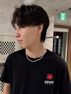 フェザーパーマ毛流れパーマセンターパートニュアンス藤沢
