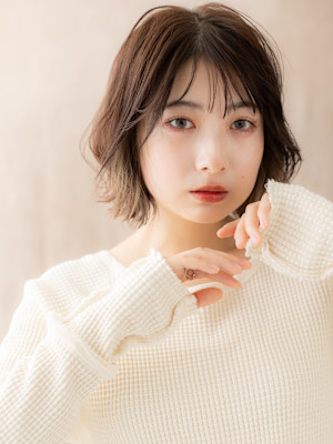 デザインカラーハイライト外ハネ結べるくびれボブ20代30代