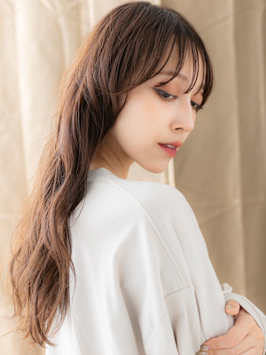 グレージュブラウンウェーブパーマエアリーロング20代30代
