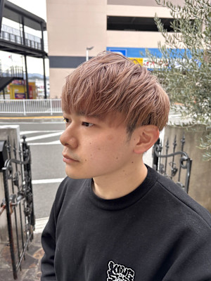 メンズ×ハイトーンベージュショート