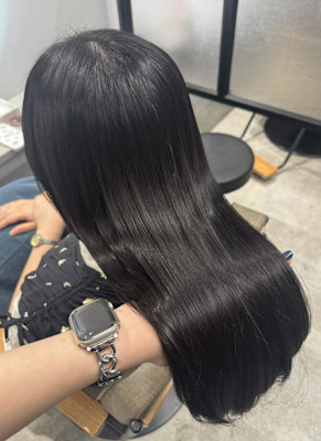 地毛風暗髪カラー×酸性ストレート