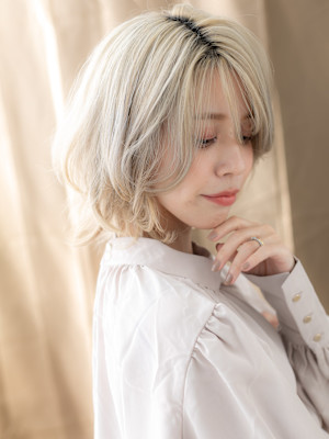 ダブルカラークラゲヘア小顔ハッシュウルフカット10代20代