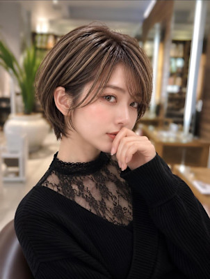 細め白髪ぼかしで自然に馴染むくびれショート