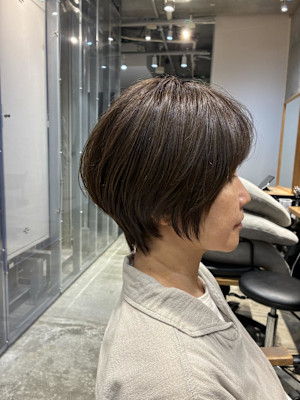 ◇大人40代50代60代ショートボブ丸みショート白髪ぼかし