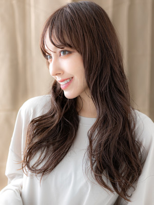グレージュブラウンウェーブパーマエアリーロング20代30代