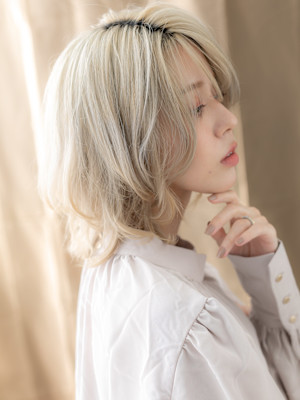 ダブルカラークラゲヘア小顔ハッシュウルフカット10代20代